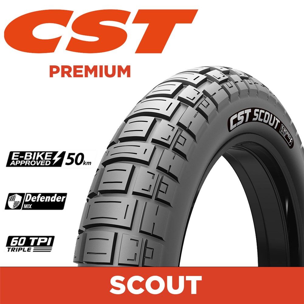 CST Tyre Scout (CEB01) 20 x 4.0 EBike 50km Approved 60TPI Triple Defender Mix 1.5mm