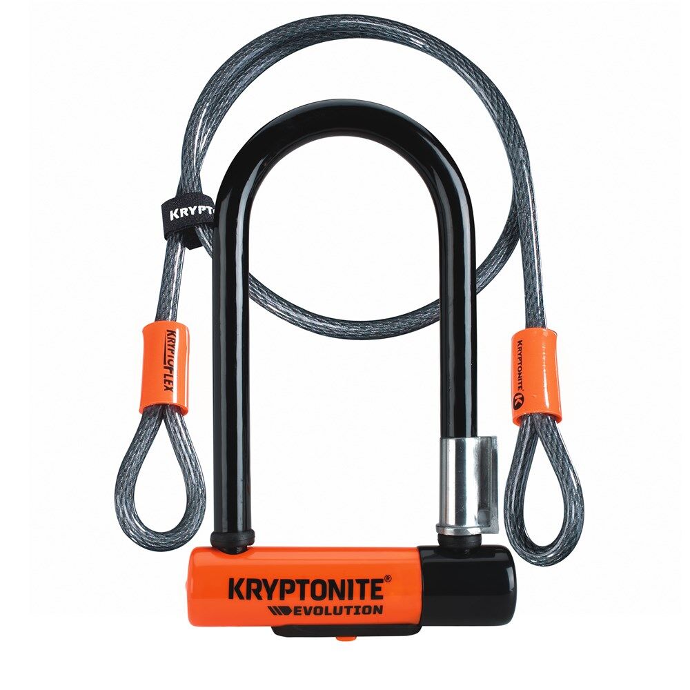 Kryptonite Evolution Mini U-Lock 3.25 X 7 In & 4 Ft Kryptoflex Cable W/ Bkt (3C)
