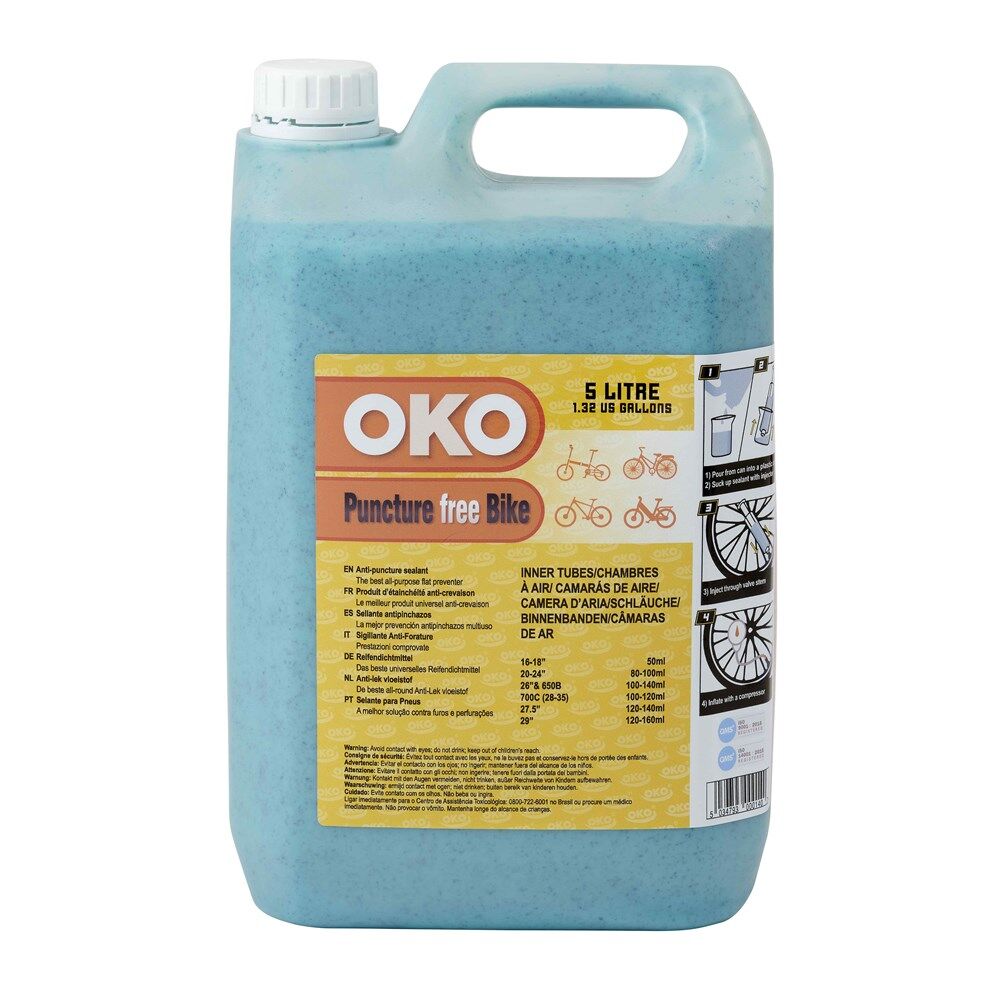 Oko Puncture Free Bicycle Sealant - 5L (W/Injector) (4 To A Box)