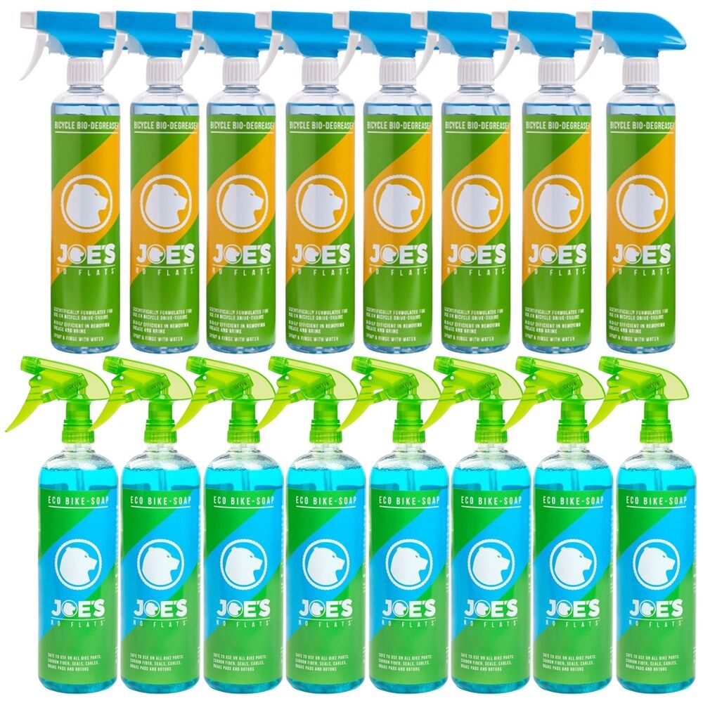 JOES NO-FLATS Basic Clean Bundle 8 x 500ml concentrate degreaser & 8 x 1L Bike Soap
 