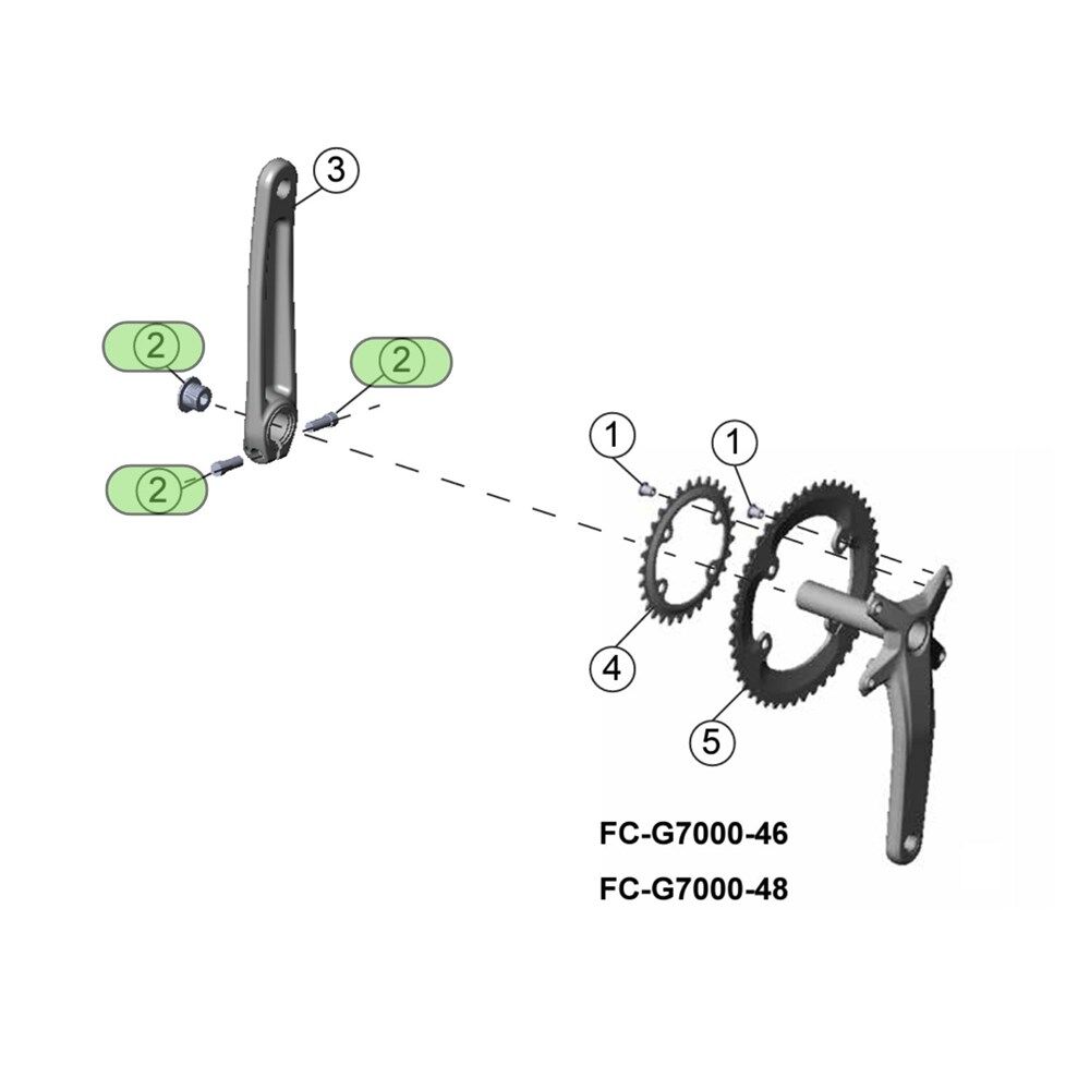 Microshift Sword Crank Preload Cap w/ 2x Crank Arm Bolts MSH-Y-FC202