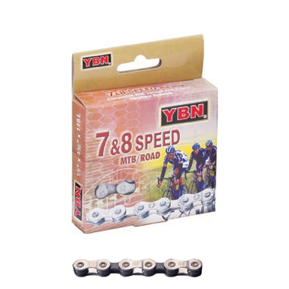 YABAN Chain 7-8 Speed MTB/ROAD 1/2 x 3/32 X 116L Solid Pin Half Silver/Brown